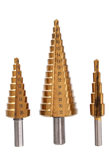 Lawazim Step Drill Bit Set 3 Piece - Cone Drill Bits 4-32mm Multi Size for Metal Wood Plastic
