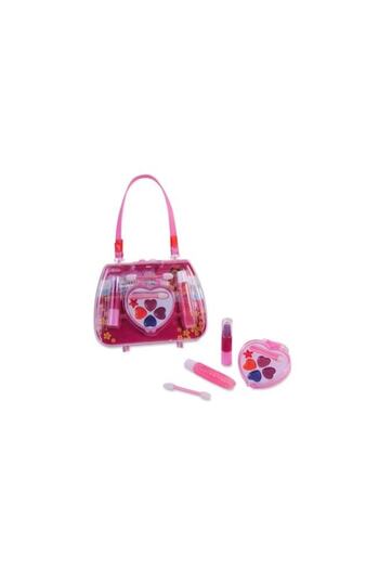 ANTBRO play set makeup for girls with lipstick, glitter, heart-shaped shadows, and accessories in a