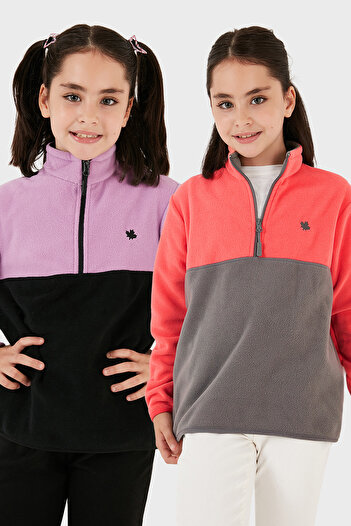 Lela Soft Textured Half Zip Color Block Stand Collar 2-Pack Fleece Children's Polar 5905004S2