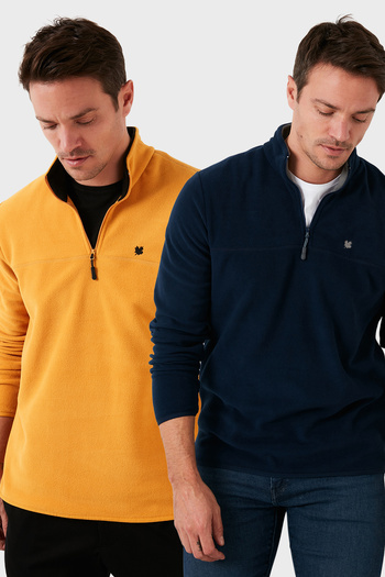 Buratti Slim Fit Anti-Pilling Non-Pilling Bato Collar Raised 2-Pack Fleece Men's Polar 5906