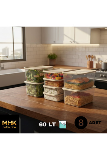 MHK Collection Mega Organizing: Premium Lid Storage Box Set (8-Piece) 60Lt