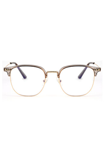 Angel Eyes Metal Gray Framed Computer Glasses Blue Light Protective Clear Lens Unisex
