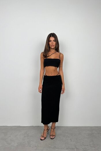 Wear Up    Rope Detailed Textured Maxi Skirt