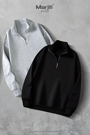 Marjill 2-Piece Half-Zip Stand Collar Sweatshirt Campaign Set