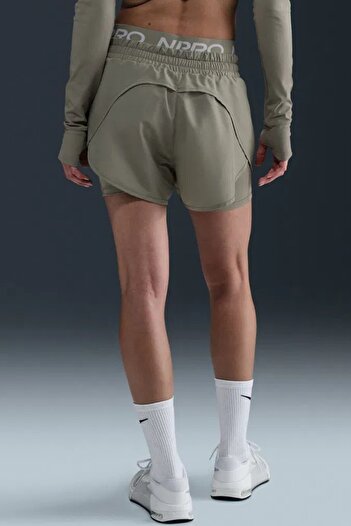 Nike Pro Dri Fi̇t 2in1 Loose Fit Women's Shorts Women's Loose Fit Leggings Training Shorts Khaki