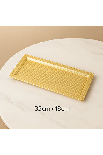 Dania Luxury Gold Rectangular Metal Serving Tray - 35 x 18 cm