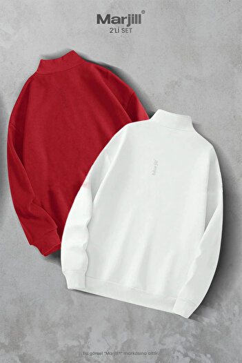 Marjill 2-Piece Half-Zip Stand Collar Sweatshirt Campaign Set