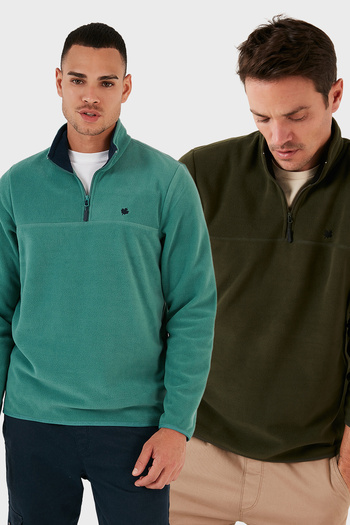 Buratti Slim Fit Anti-Pilling Non-Pilling Bato Collar Raised 2-Pack Fleece Men's Polar 5906