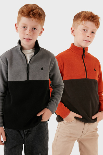Lela Soft Textured Half Zip Color Block Stand Collar 2-Pack Fleece Children's Polar 5905004S2
