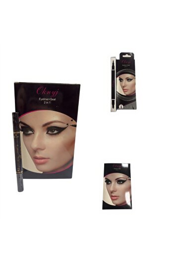 JML 12 PIECES Black Eyeliner, 2in1 with Stamp, Marker Type 12/set