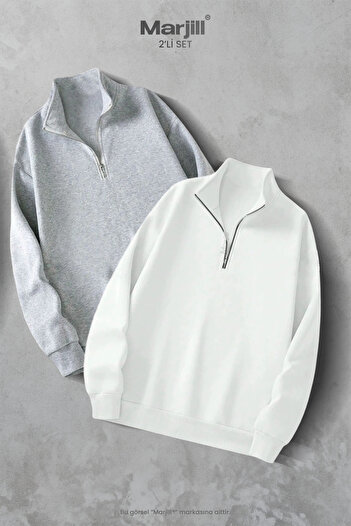 Marjill 2-Piece Half-Zip Stand Collar Sweatshirt Campaign Set