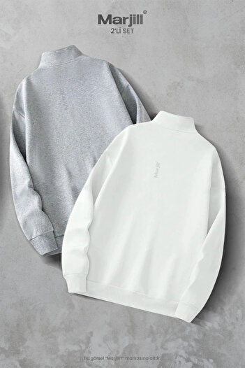 Marjill 2-Piece Half-Zip Stand Collar Sweatshirt Campaign Set