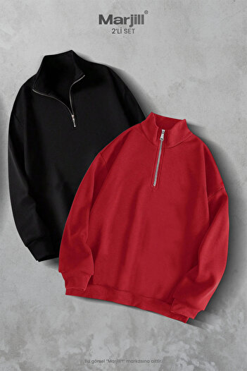Marjill 2-Piece Half-Zip Stand Collar Sweatshirt Campaign Set