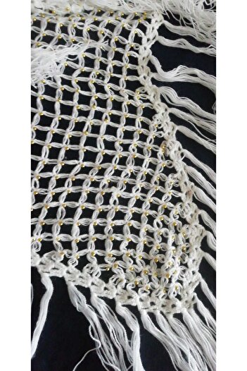 Papatyam Hand Knitted Dowry Shawl Crochet Beaded Shawl/ Bridal Shawl/ Knitted Shawl/Handmade Shawl/ Knitted/Crochet Embroidered