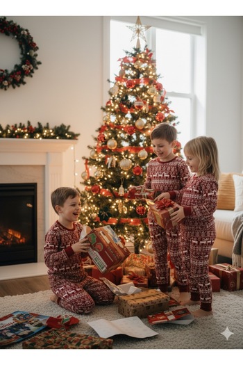 hvç Hvc Children's Christmas Pajama Set (Unisex) – Red / Christmas Pattern