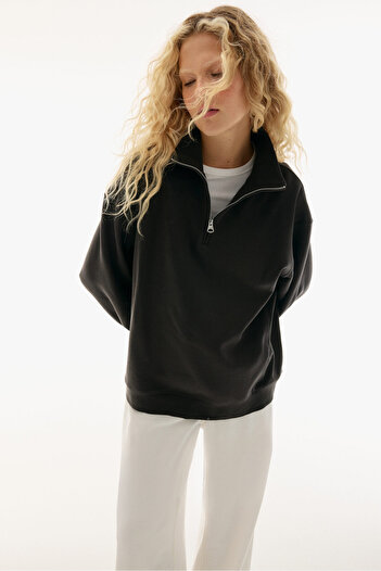 H&M Yarım Fermuarlı Sweatshirt