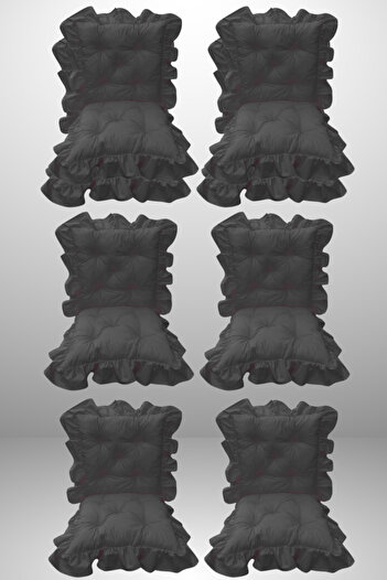 MoMMe Backrest and Fringe Chair Cushion 45X45 cm Set of 6