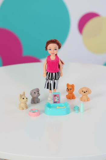 hak-iş oyuncak Mini Doll and Cute Dog Set of 4 – Play Set with Accessories
