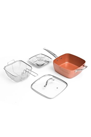 InnovaGoods 5-in-1 Pan with Glass Lid, InnovaGoods, 24 x 9 cm, Bronze + Bamboo Cutting Board 30CM Grunberg, RS00