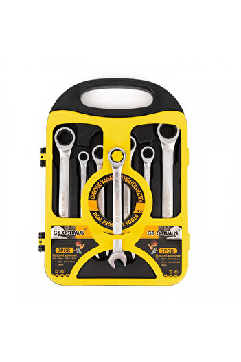TEHNOSHOP Set of 7 professional ratchet combination wrenches 8-19mm Chrome Vanadium