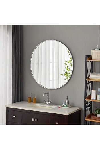 Bin shihoon Modern white framed circular mirror