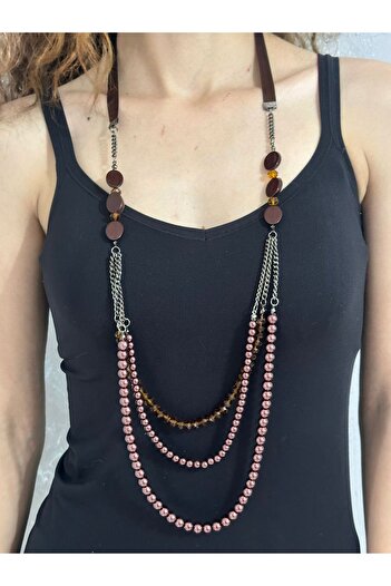 Gönülden Tasarım Crystal Beaded Design Women's Necklace 42 cm