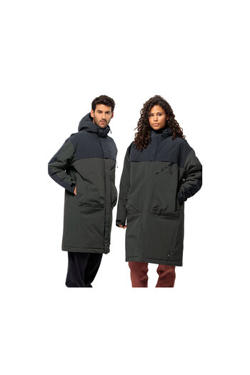 Jack Wolfskin Heumarkt 2L Parka Unisex Long Outdoor Coat 1116161-6502 Gray