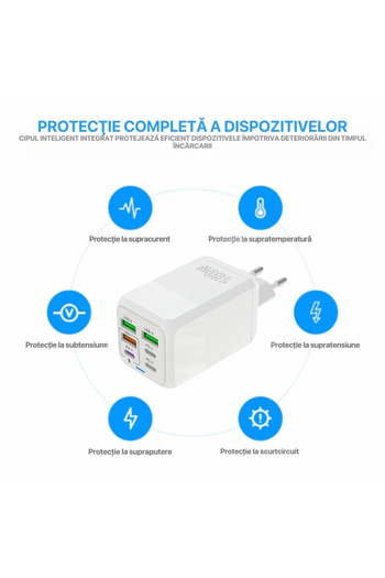 DigikalaX Digital Kala Adapter Charger, 6 Ports, 3 x USB, 3 x Type-C, 150W Fast Charge, LED, White