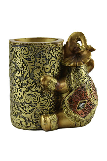 DFMiSHOP FreeQ Feng Shui Pencil Holder with Elephant Positioned with Trunk Up, Dimensions 11×10 cm