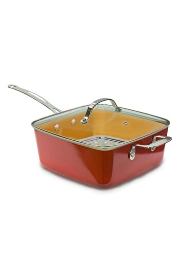 Mediashop Livington Copperline Square Pan, Non-Stick Surface, 3 Accessories, Orange