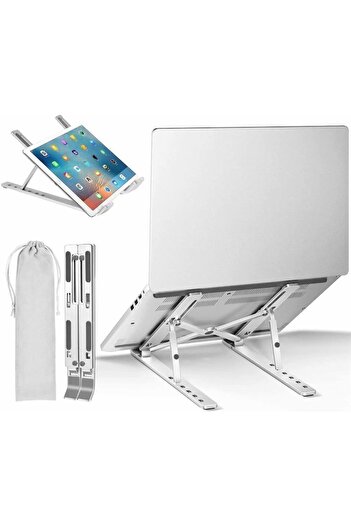OEM Laptop stand, ASKSA, SL-1, foldable, aluminum, silver, up to 15.6 inches