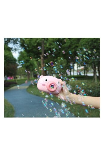 Deliny Interactive Toy for Making Bubbles, Camera Type, with Batteries, Sounds and Lights, Pink