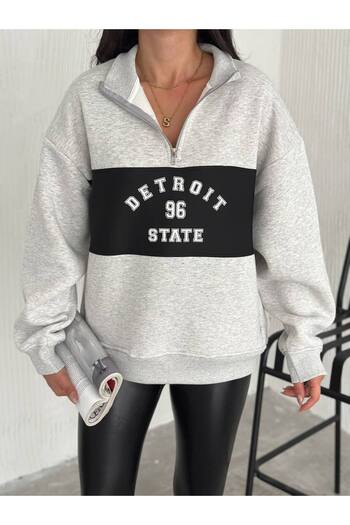 Noa Noa Detroit Summer Detailed Zippered Collar 3 Thread Sweatshirt