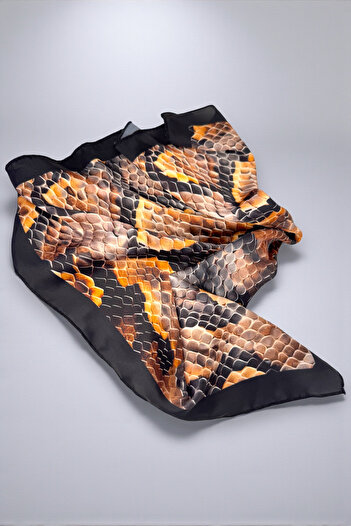 Trend aksesuar Satin Fabric Modern Patterned Scarf 47X47Cm
