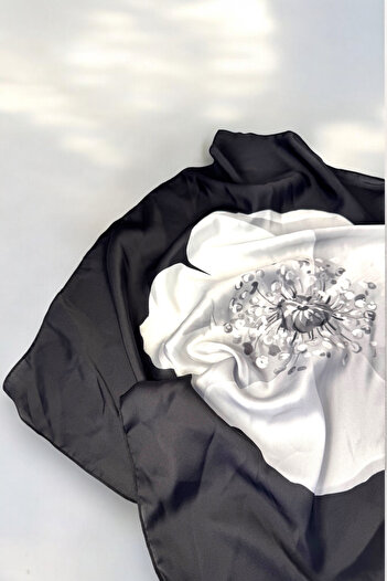 Trend aksesuar Satin Fabric Modern Patterned Scarf 47X47Cm