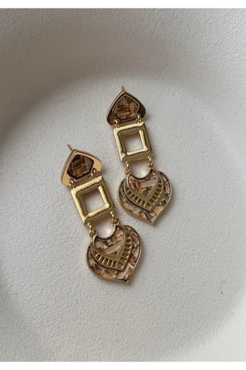 mos&more Gold Brown Tone Ethnic Lightweight Earrings