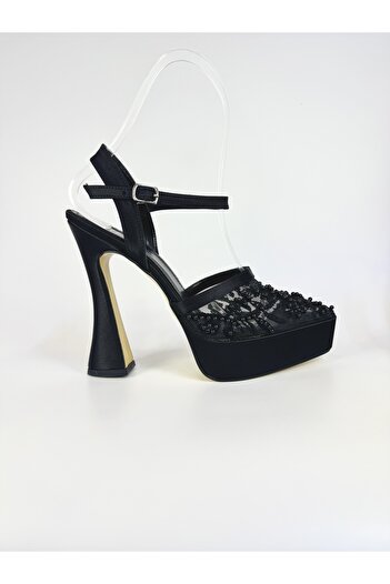 E&L Company Net 15cm Siyah inci ve dantel incemeli.
