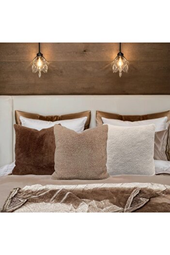 Alacastore Pelus Throw Pillow Cover 3-Piece Combination Brown Tones Decoration Home Textile Accessory Furniture