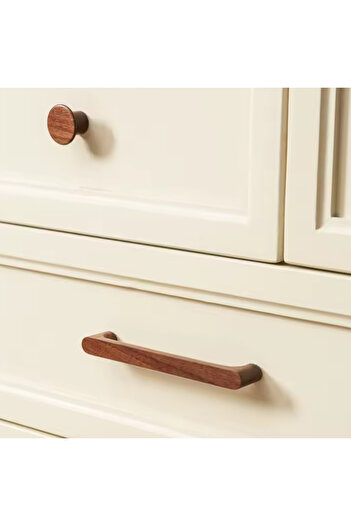 ka tasarım Wooden Handle, Set of 2, Solid Wood Furniture Handle, Drawer Handle, 30mm Thickness