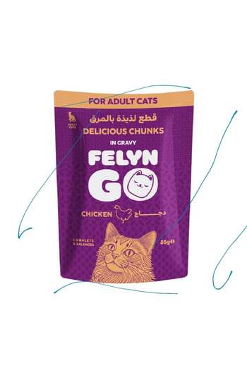 Felyn Go Feline Go Complete Food Chicken Meat Chunks in Gravy Envelopes 85g