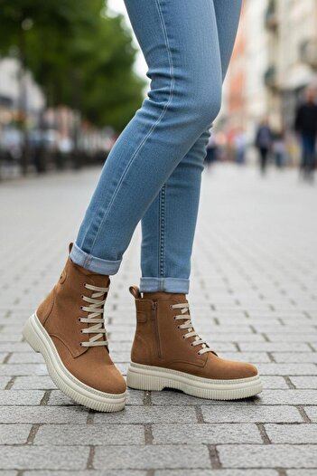Mc vay Shoes Γυναικείες μπότες και μποτάκια 002 Stoned Orthopedic Sole με κορδόνια και φερμουάρ