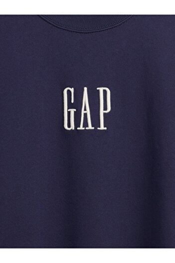 GAP Erkek Lacivert Heavyweight Oversized Logo Bisiklet Yaka Sweatshirt