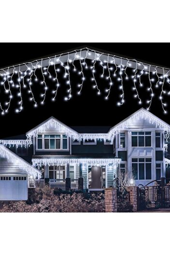 OEM Christmas Icicle Light , 5 M, 120 LEDs, 8 Lighting Modes, Fringe, Indoor/Outdoor, Cold White