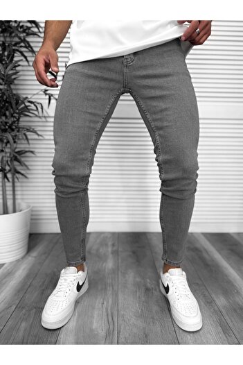 dehaine Blugi barbati slim fit, gri inchis, uni, 9172