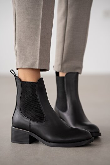 selinshoes Torlin Genuine Leather Elastic Women's Boots - Black