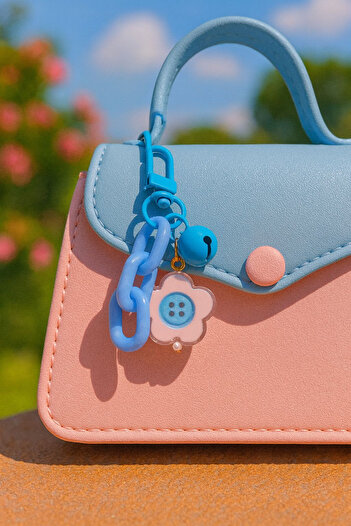 Jaida Moda Blue Button Figured Chain Detailed Bag Charm and Keychain – Women and Children
