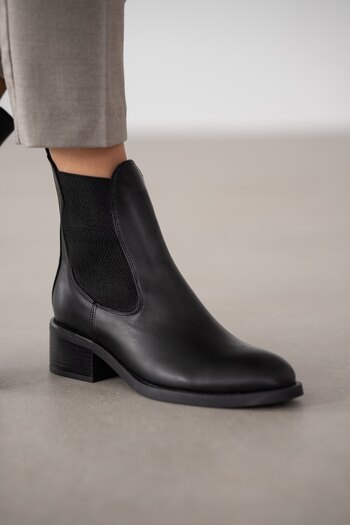 selinshoes Torlin Genuine Leather Elastic Women's Boots - Black
