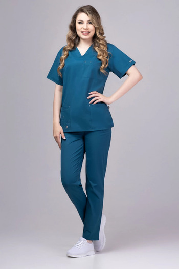 tag Costum medical Cool Premium pentru femei, albastru Pacific