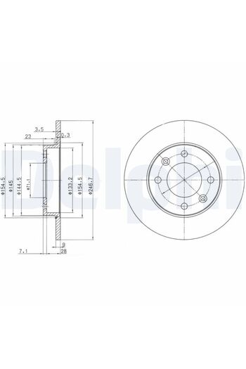 DELPHİ Disc Frana, fata stanga/dreapta , Citroen C3 1,