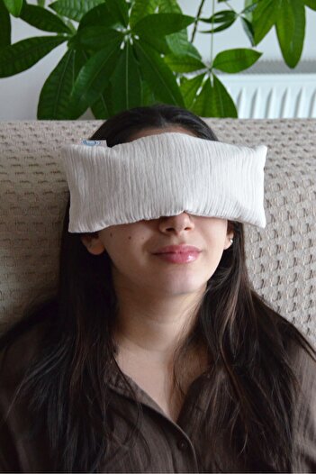 moonzy - minimalist & cozy Natural Black Wheat Husk Filled Eye Rest Pillow – Double Layer Muslin, Washable Cover